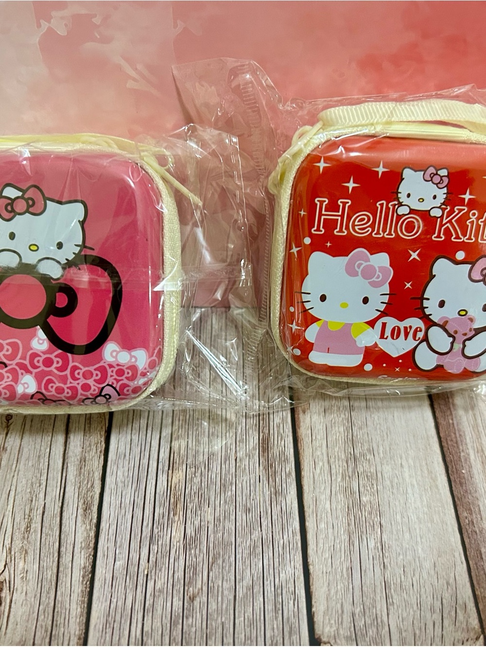 Hello Kitty Small Kids Accessory Pouch — Red & Pink Set of 2
